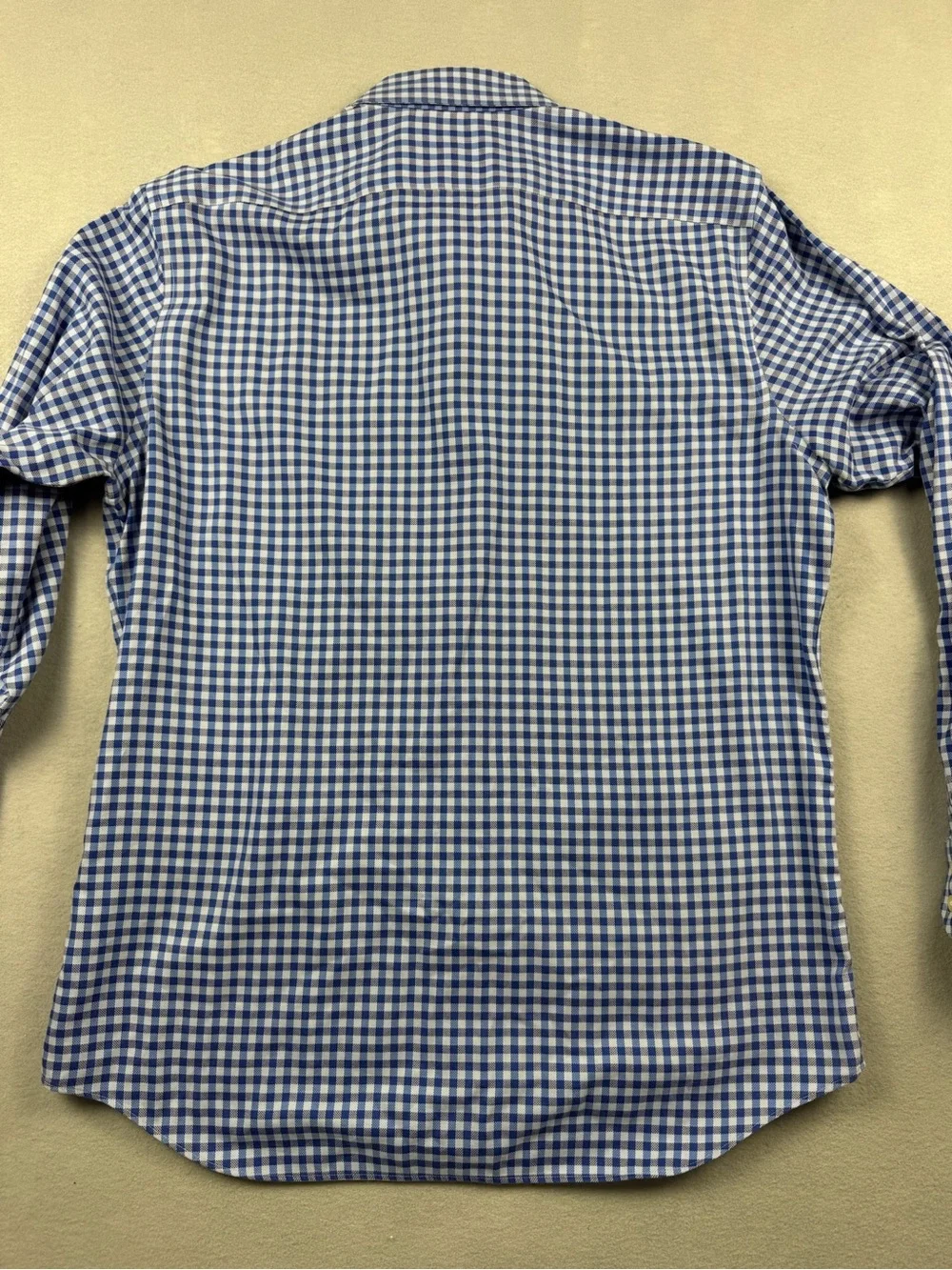 Banana Republic Dress Shirt Mens Large Blue Gingham Non Iron Slim Long Sleeve